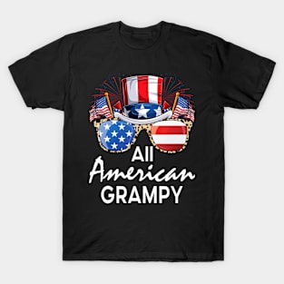 All American Grampy 4th of July USA America Flag Sunglasses T-Shirt